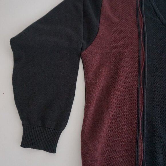 Vintage '90S Tosani Black Maroon Eclectic Grandpa 100% Cotton V-Neck Sweater M - Picture 7 of 10